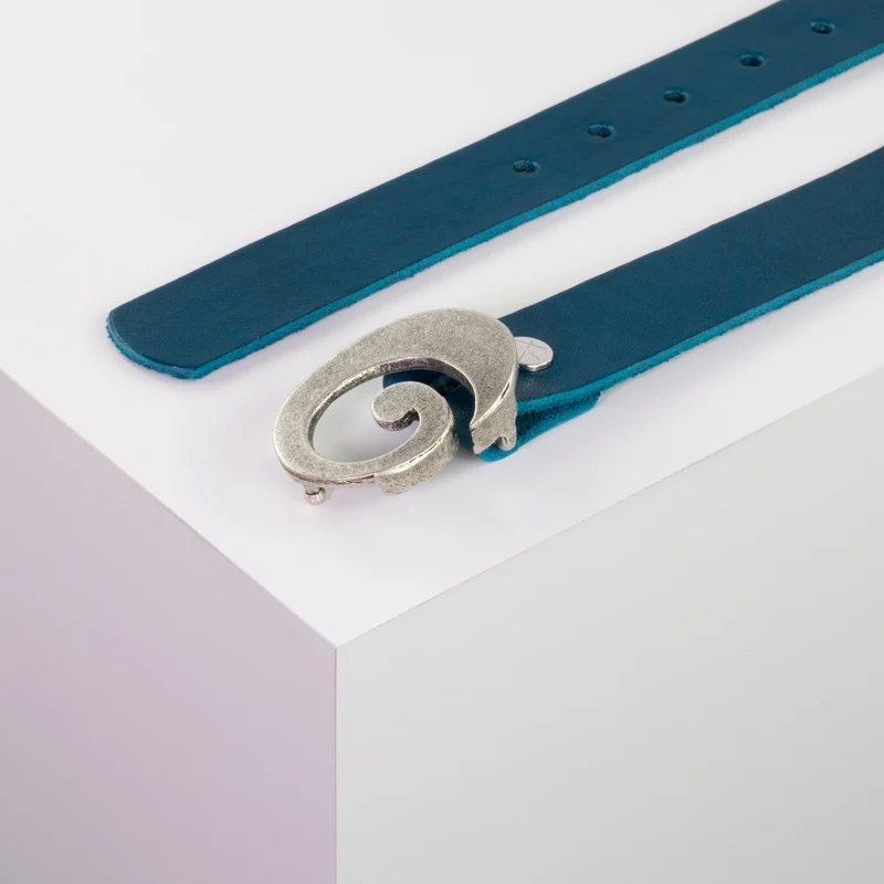 Ledergürtel 3cm mit Schnalle Schnecke silber matt
