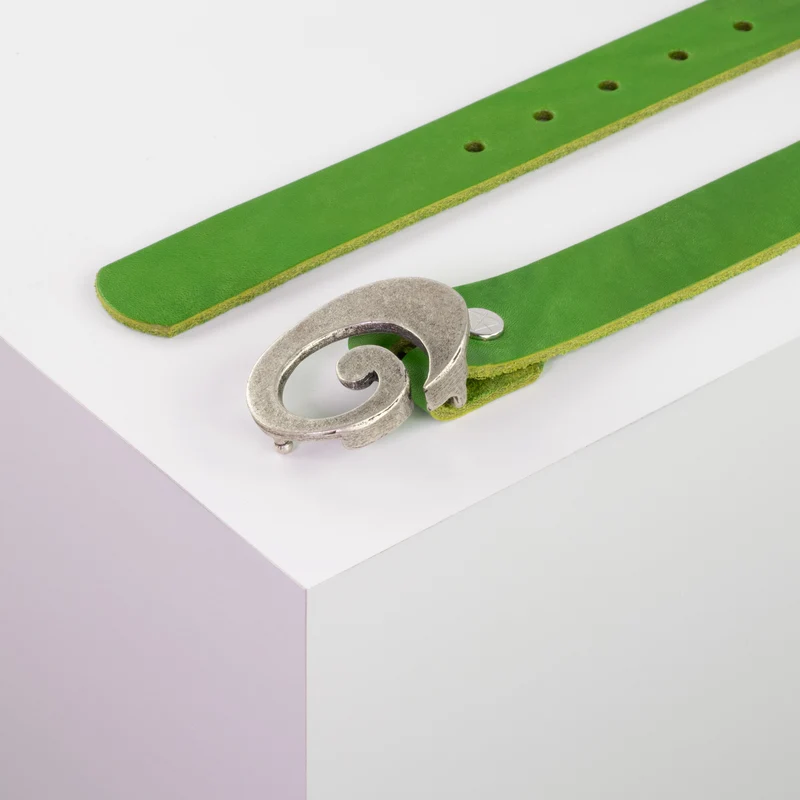 Ledergürtel 3cm mit Schnalle Schnecke silber matt