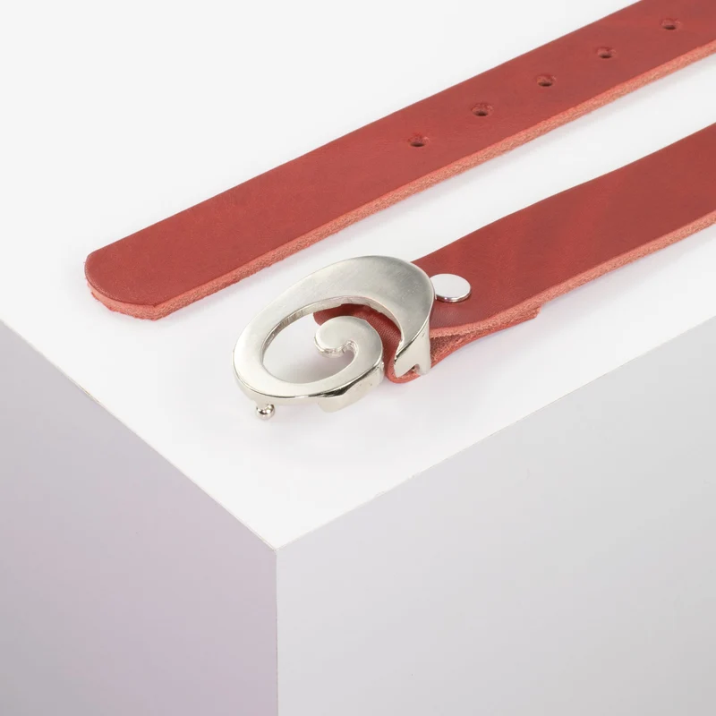 Ledergürtel 3cm mit Schnalle Schnecke silber glänzend
