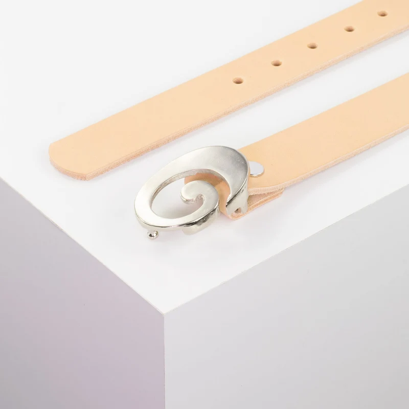 Ledergürtel 3cm mit Schnalle Schnecke silber glänzend
