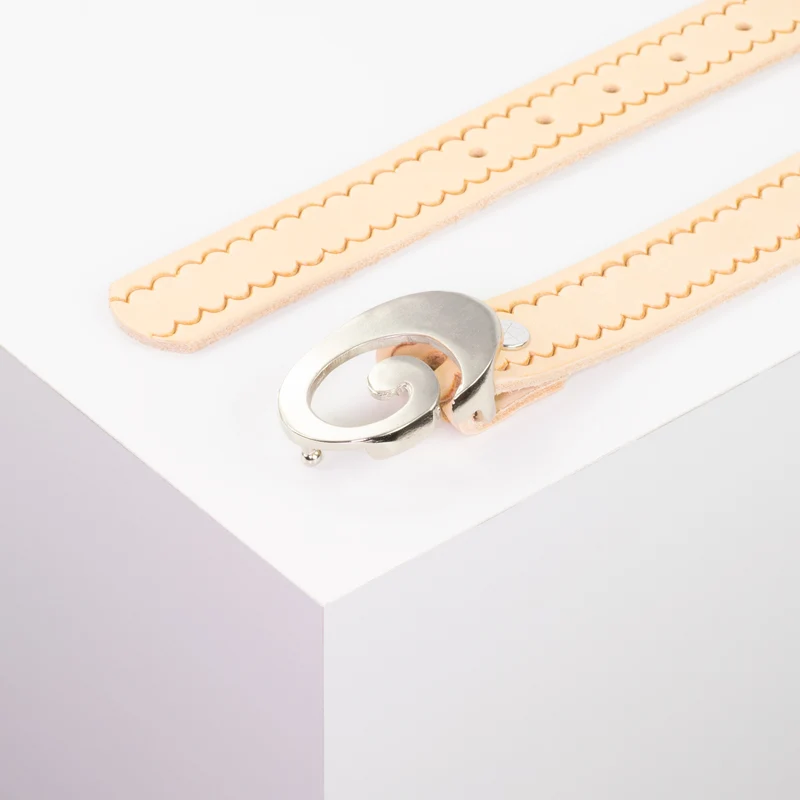 Ledergürtel 3cm mit Schnalle Schnecke silber glänzend