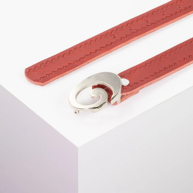 Ledergürtel 3cm mit Schnalle Schnecke silber glänzend
