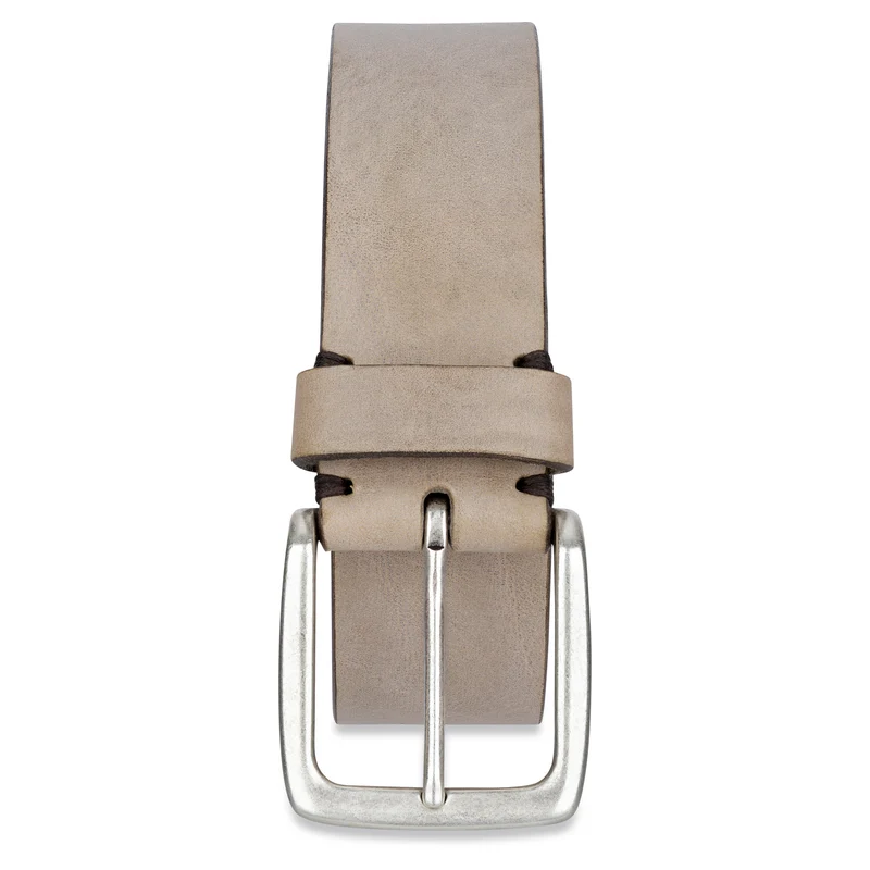 Grauer Herren Ledergürtel "Elias": 4 cm breit, handgefertigt aus hochwertigem Rinderhals-Leder - 3,5mm dick