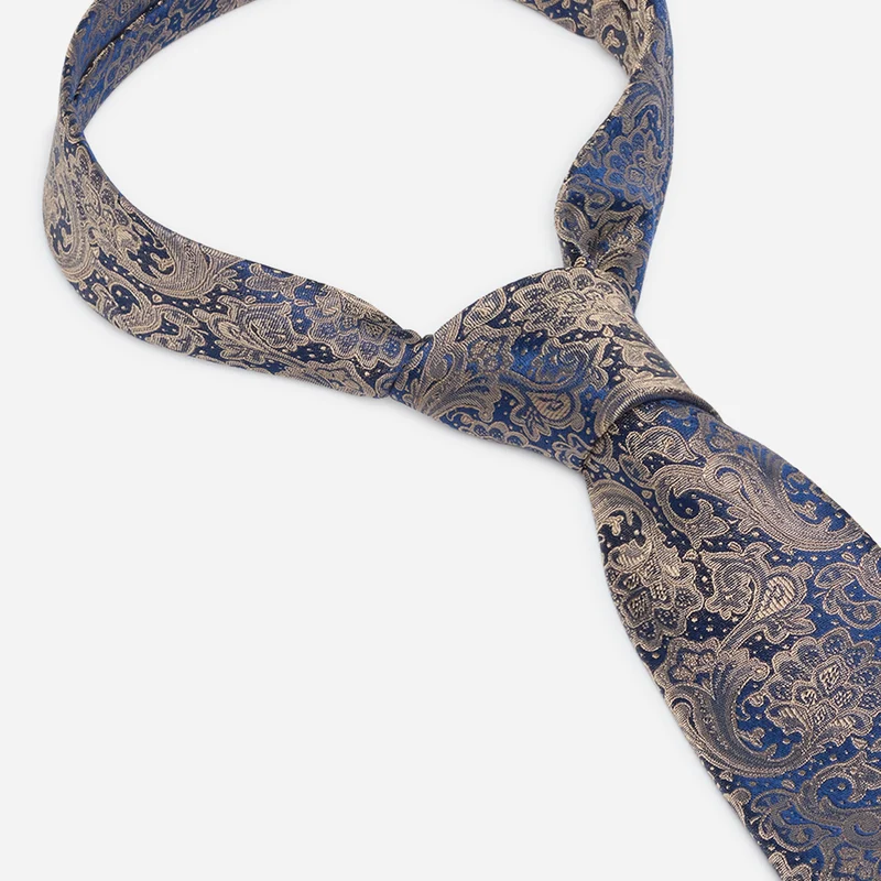 LUAN beige paisley – Seidenkrawatte im Paisley-Dessin