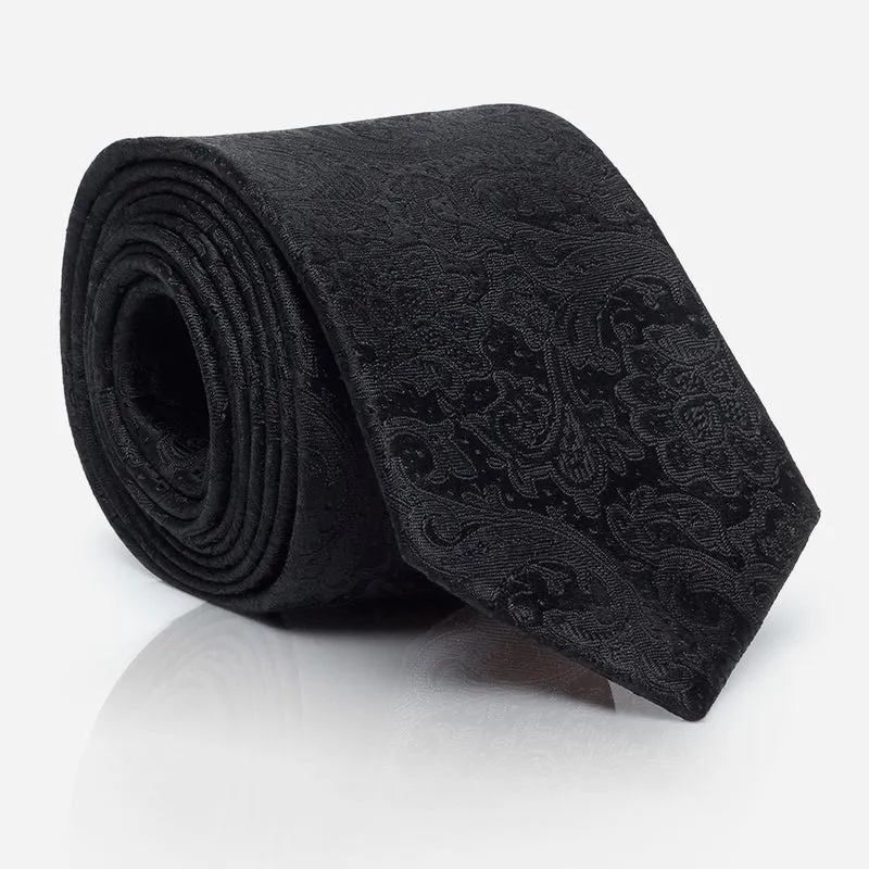 LUAN black paisley – Seidenkrawatte im Paisley-Dessin
