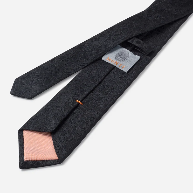LUAN black paisley – Seidenkrawatte im Paisley-Dessin