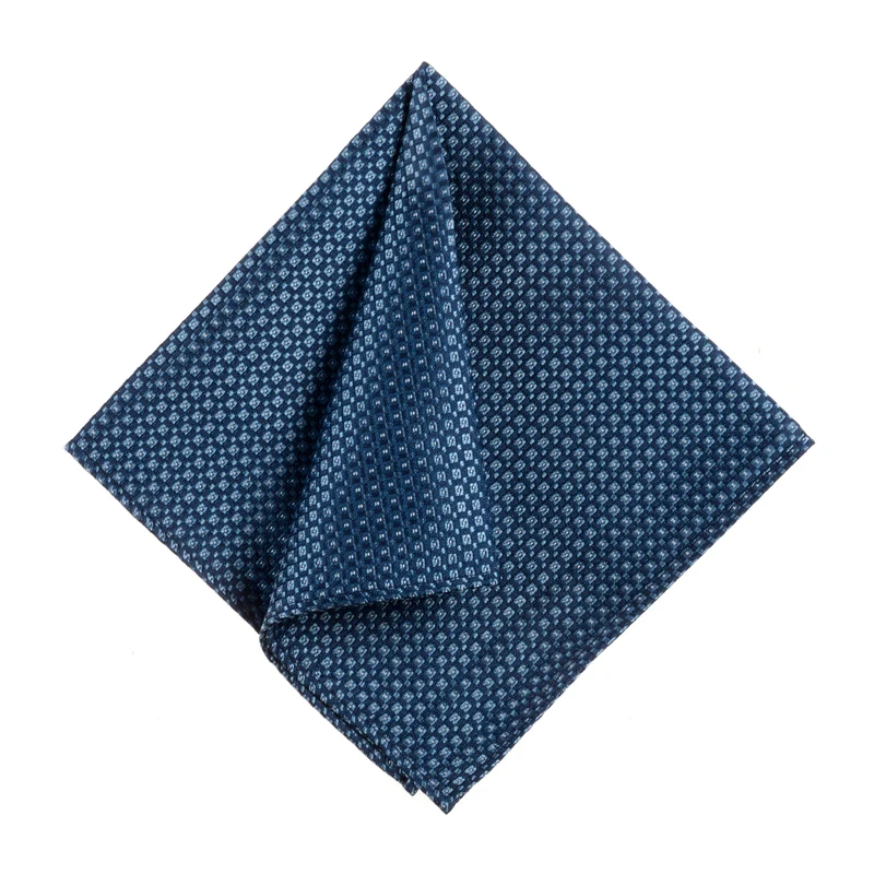 TADDEO blue minimal – Seiden-Einstecktuch mit Minimal-Dessin