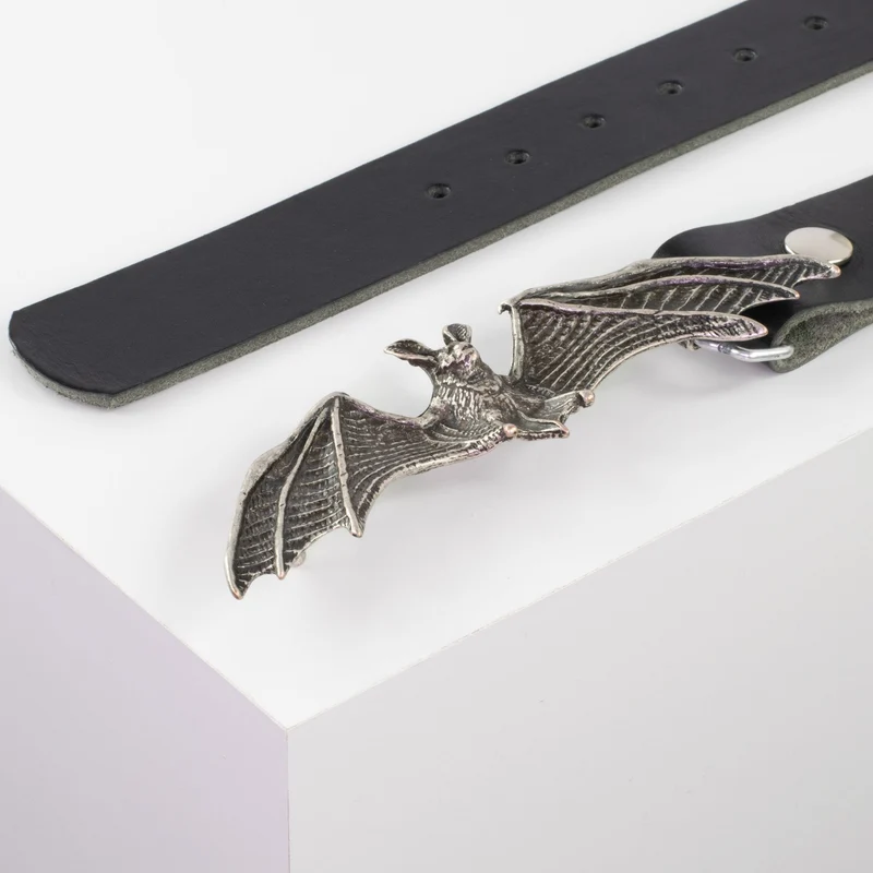 Ledergürtel 4cm mit Schnalle Fledermaus