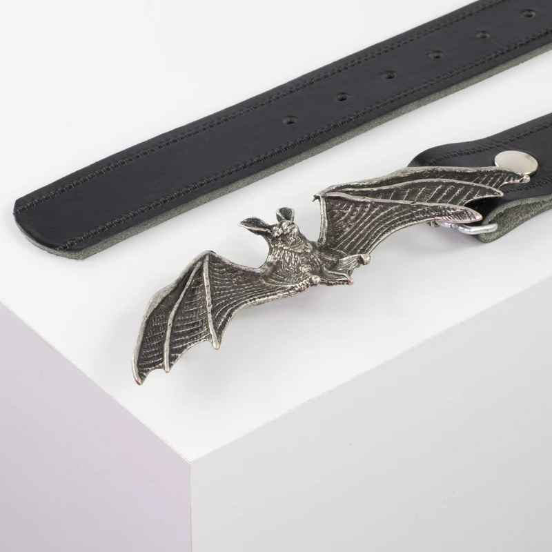 Ledergürtel 4cm mit Schnalle Fledermaus