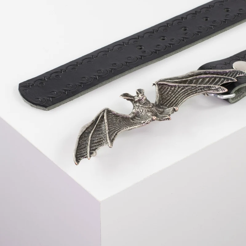 Ledergürtel 4cm mit Schnalle Fledermaus