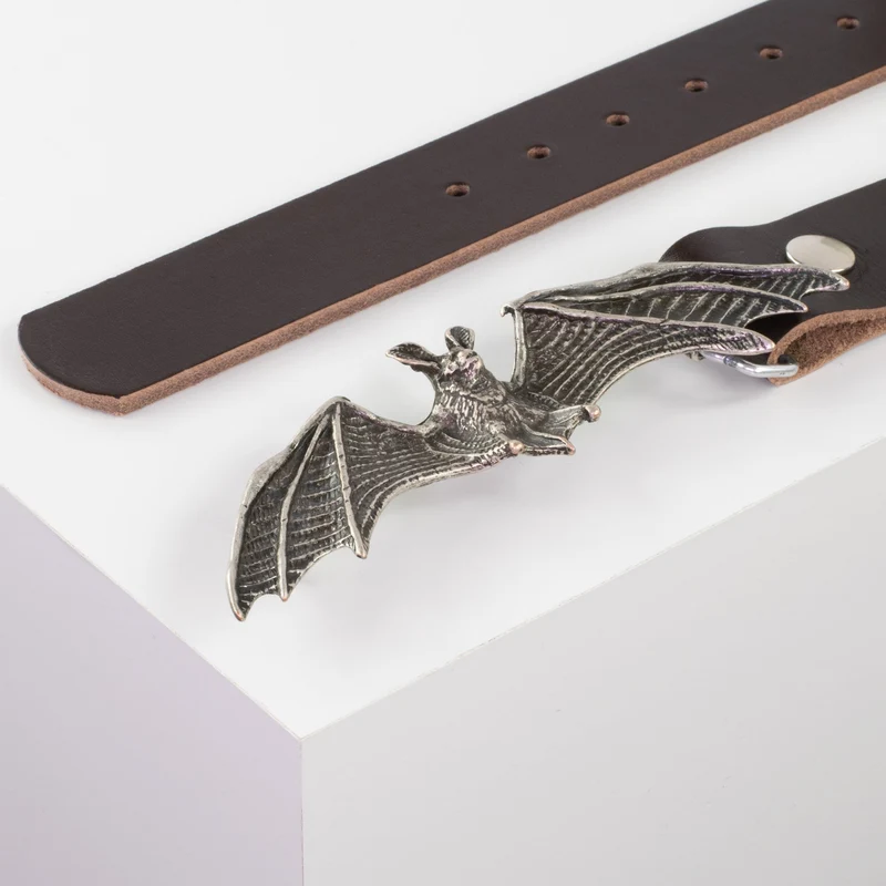 Ledergürtel 4cm mit Schnalle Fledermaus