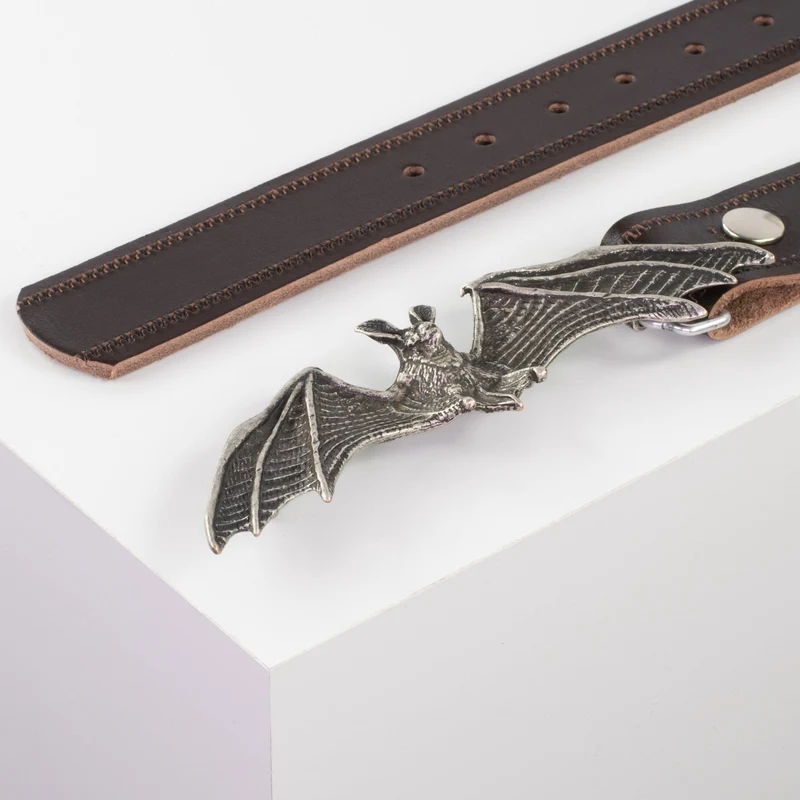 Ledergürtel 4cm mit Schnalle Fledermaus