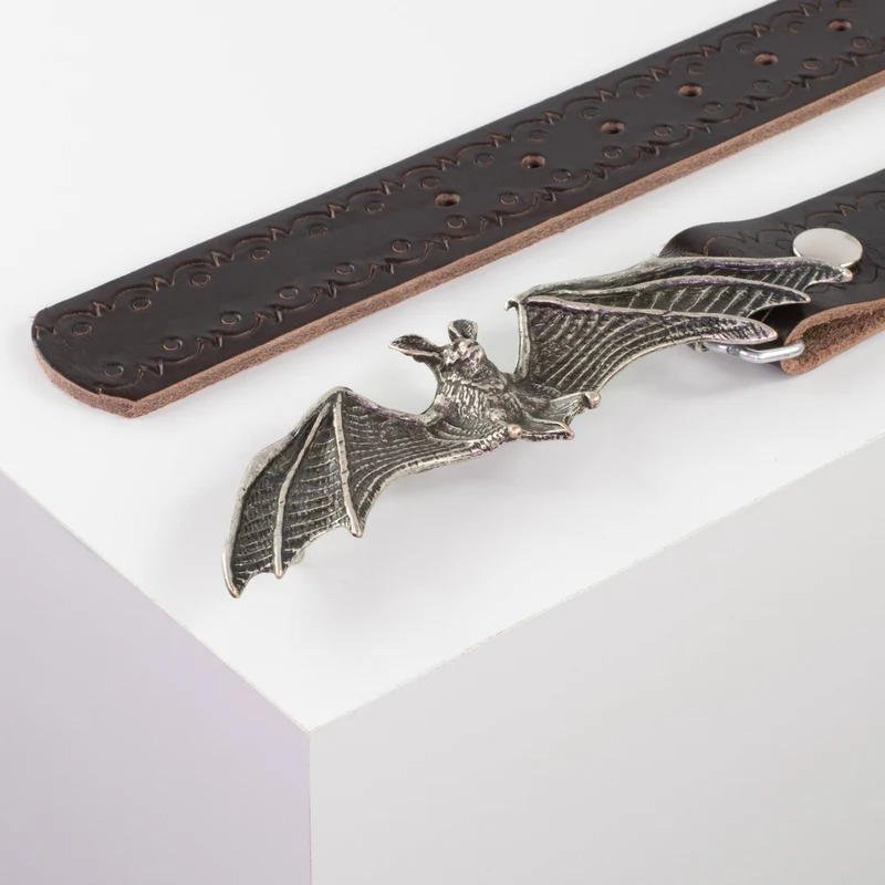 Ledergürtel 4cm mit Schnalle Fledermaus