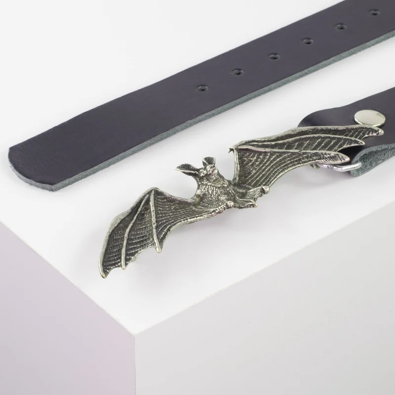 Ledergürtel 4cm mit Schnalle Fledermaus