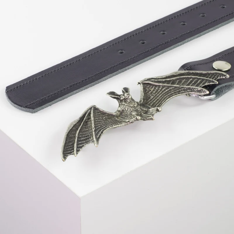 Ledergürtel 4cm mit Schnalle Fledermaus