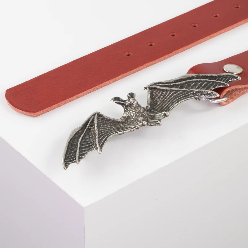 Ledergürtel 4cm mit Schnalle Fledermaus