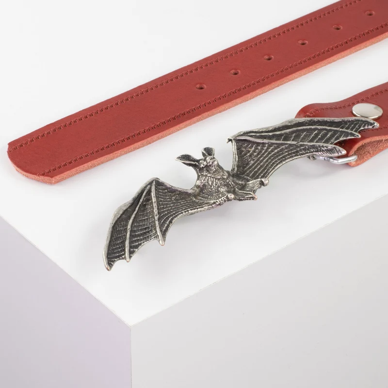 Ledergürtel 4cm mit Schnalle Fledermaus