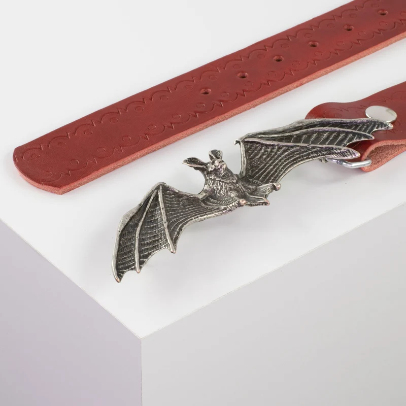 Ledergürtel 4cm mit Schnalle Fledermaus
