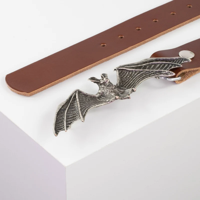 Ledergürtel 4cm mit Schnalle Fledermaus