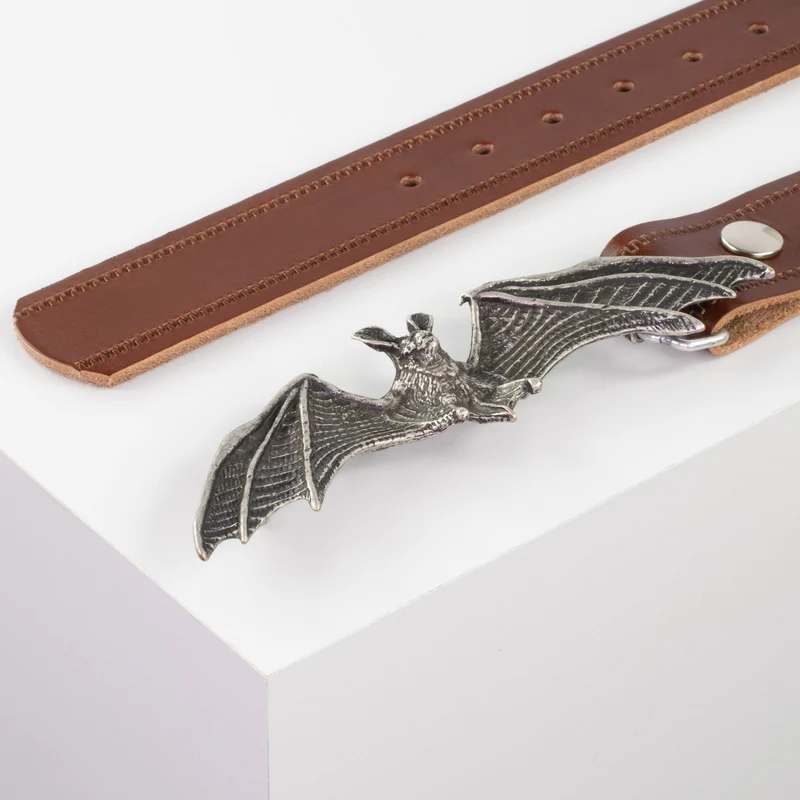 Ledergürtel 4cm mit Schnalle Fledermaus