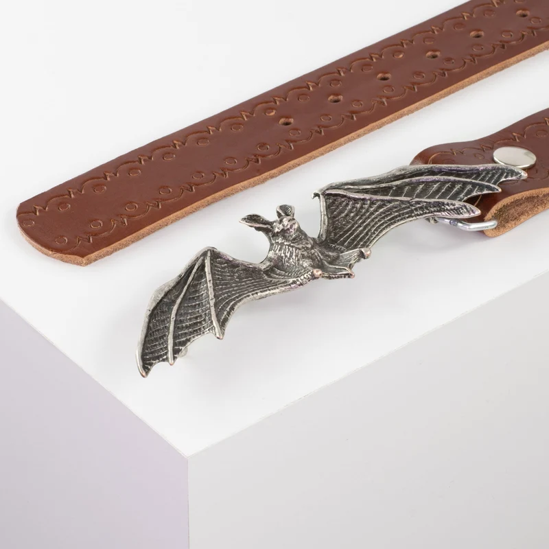 Ledergürtel 4cm mit Schnalle Fledermaus