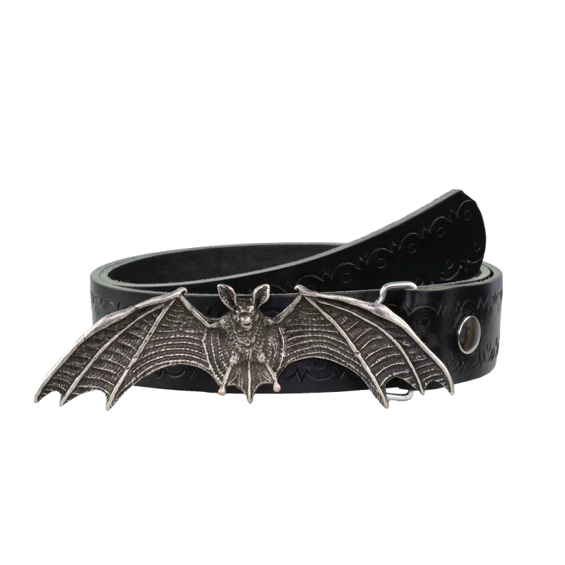 Ledergürtel 4cm mit Schnalle Fledermaus