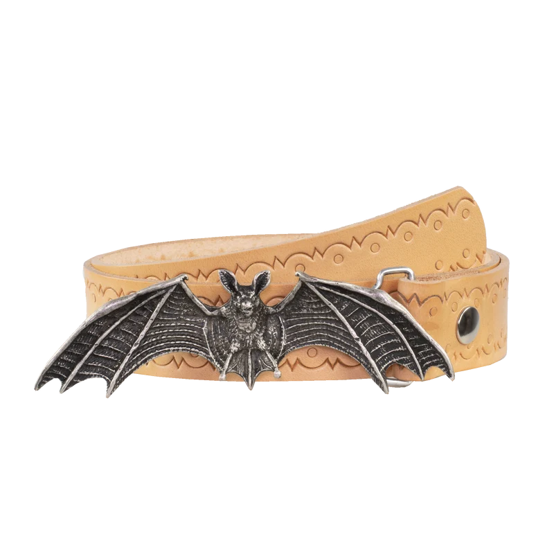 Ledergürtel 4cm mit Schnalle Fledermaus