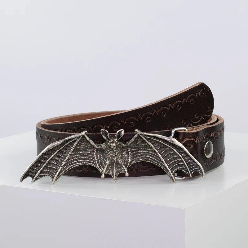 Ledergürtel 4cm mit Schnalle Fledermaus