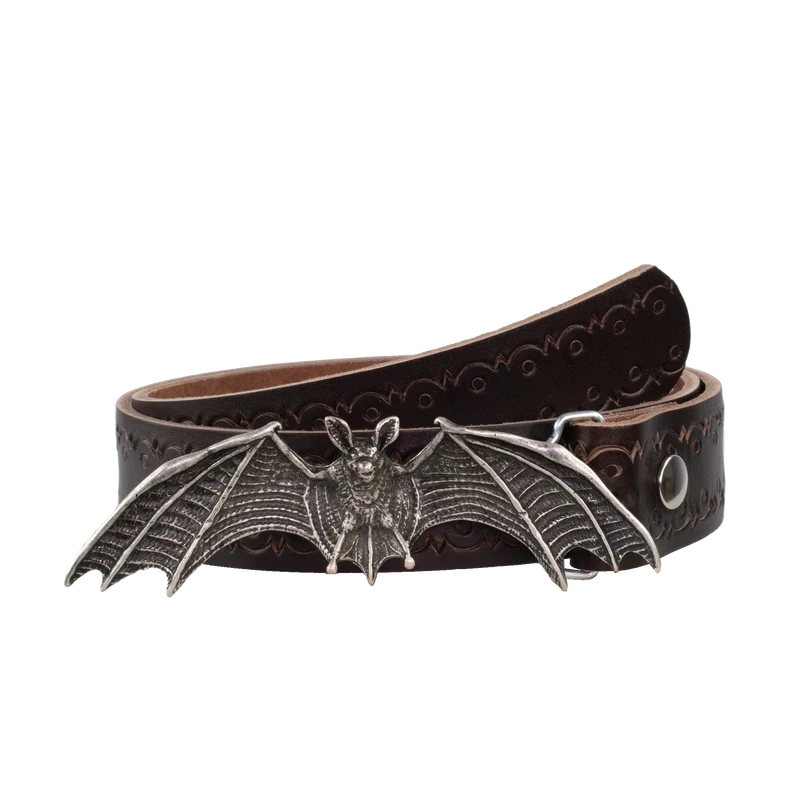 Ledergürtel 4cm mit Schnalle Fledermaus