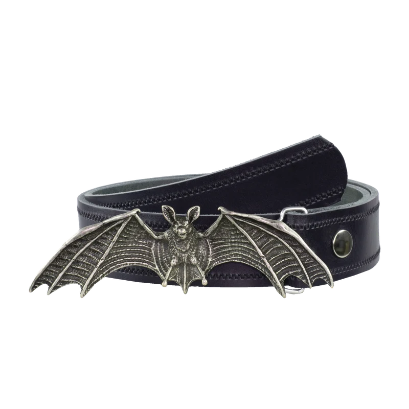 Ledergürtel 4cm mit Schnalle Fledermaus