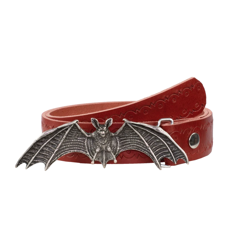 Ledergürtel 4cm mit Schnalle Fledermaus