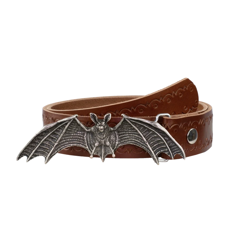 Ledergürtel 4cm mit Schnalle Fledermaus
