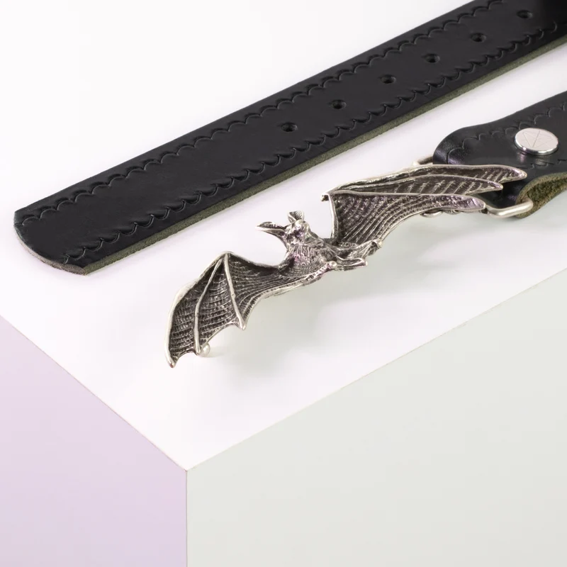 Ledergürtel 4cm mit Schnalle Fledermaus