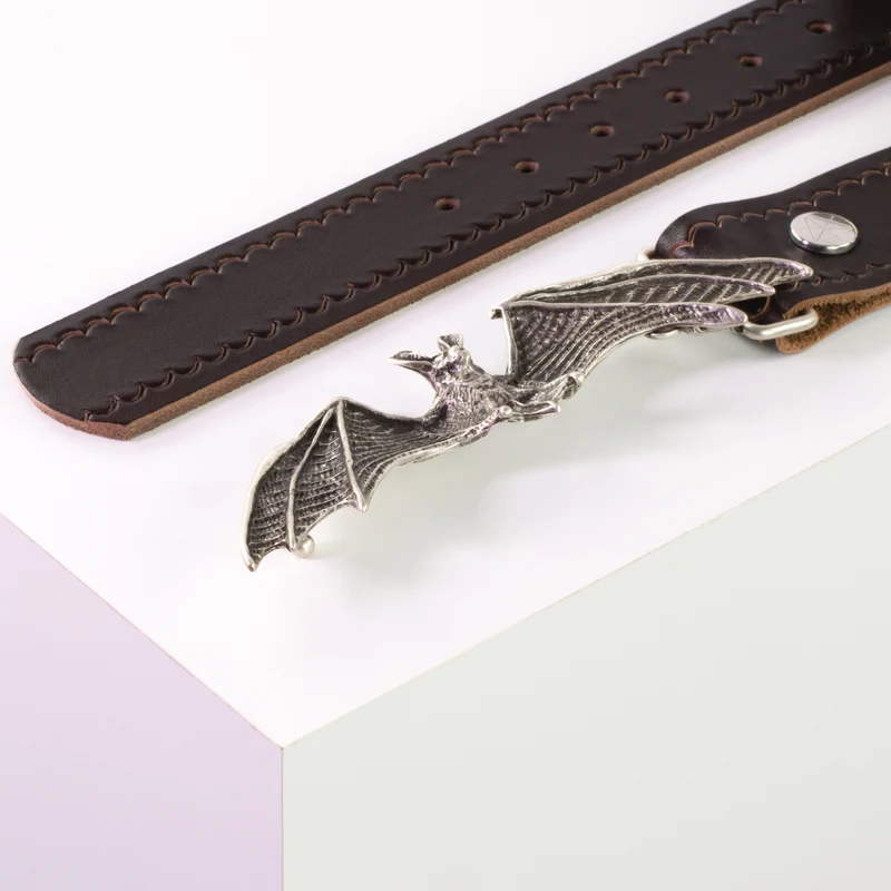 Ledergürtel 4cm mit Schnalle Fledermaus