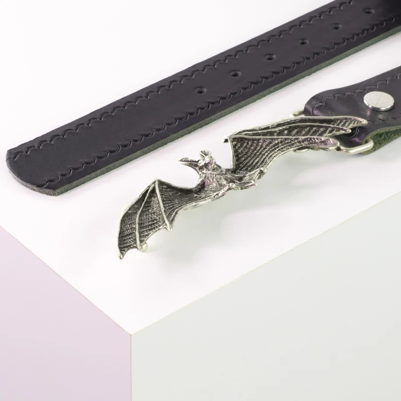 Ledergürtel 4cm mit Schnalle Fledermaus