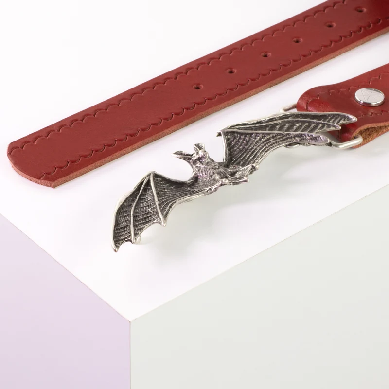 Ledergürtel 4cm mit Schnalle Fledermaus