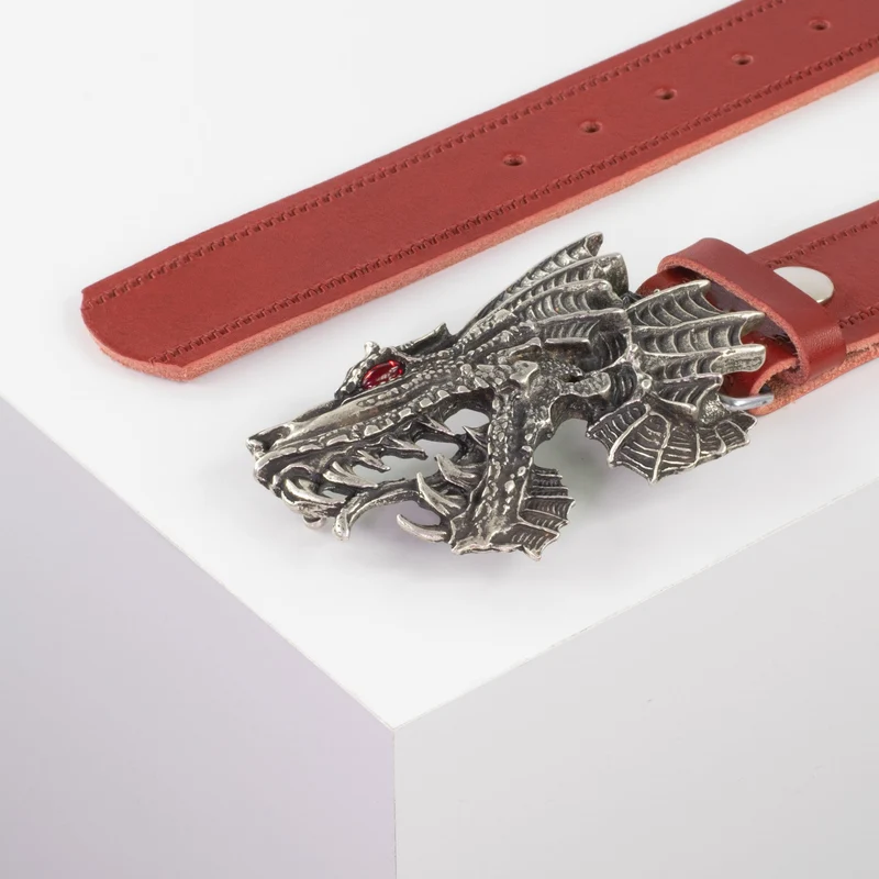 Ledergürtel 4cm mit Schnalle Drache