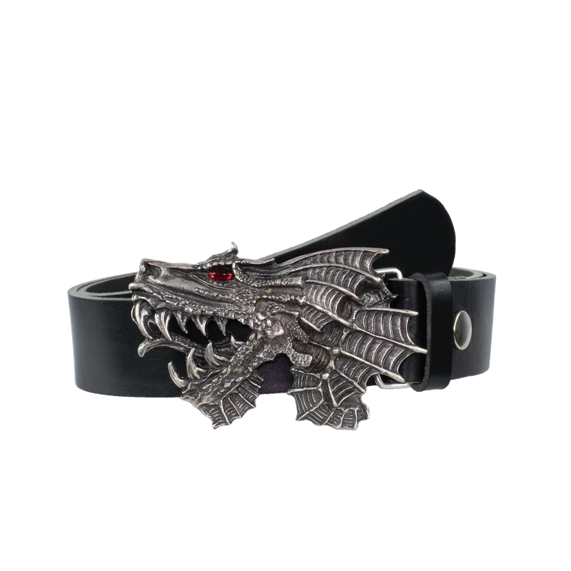 Ledergürtel 4cm mit Schnalle Drache