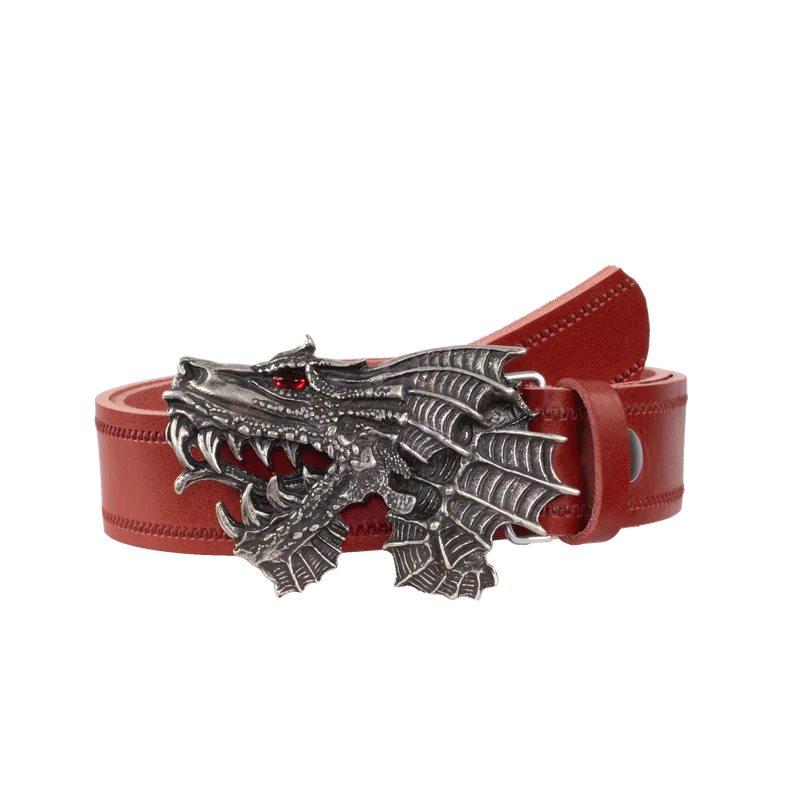 Ledergürtel 4cm mit Schnalle Drache