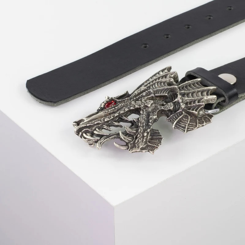 Ledergürtel 4cm mit Schnalle Drache