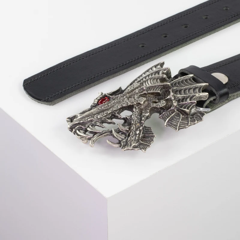 Ledergürtel 4cm mit Schnalle Drache