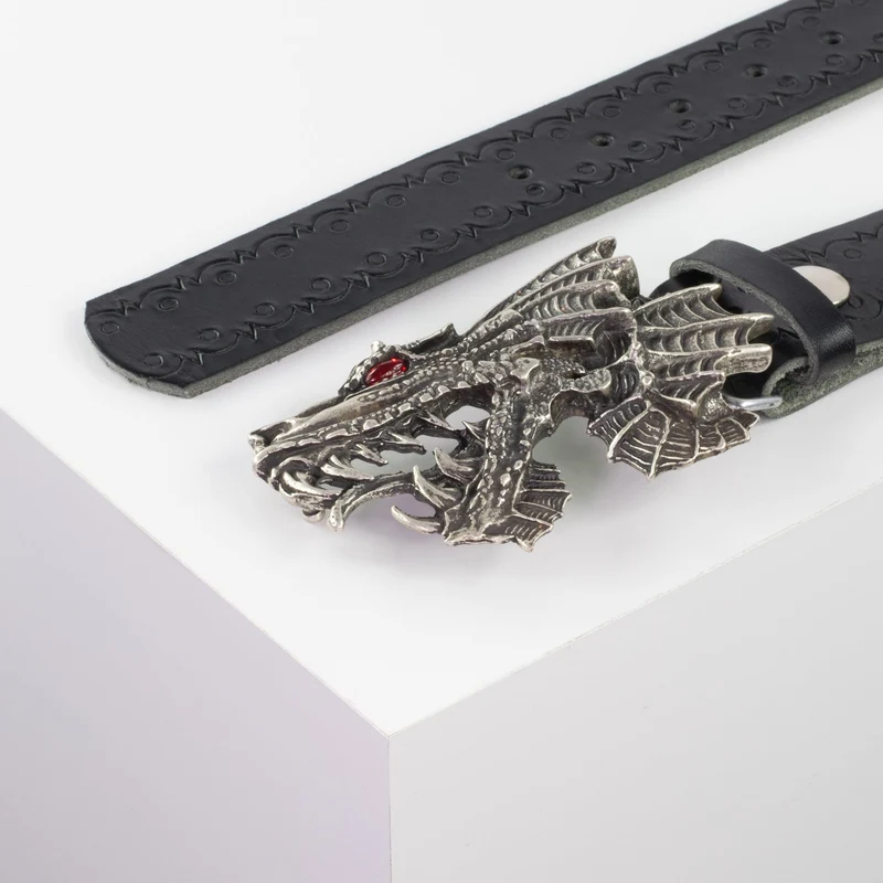 Ledergürtel 4cm mit Schnalle Drache