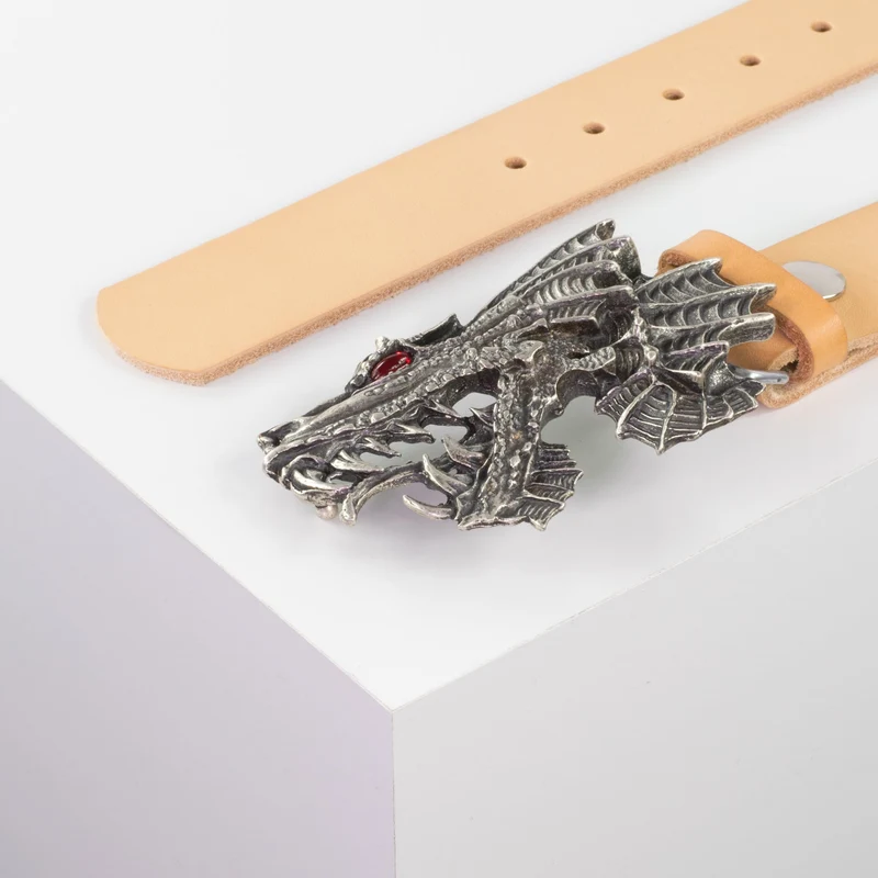 Ledergürtel 4cm mit Schnalle Drache