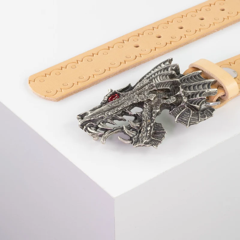 Ledergürtel 4cm mit Schnalle Drache