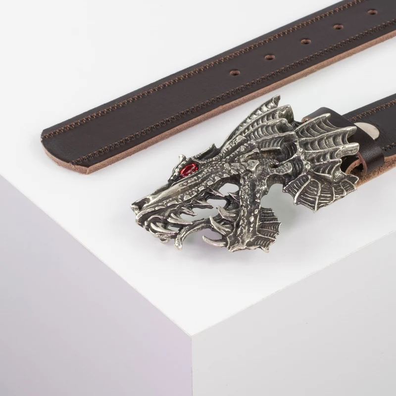 Ledergürtel 4cm mit Schnalle Drache