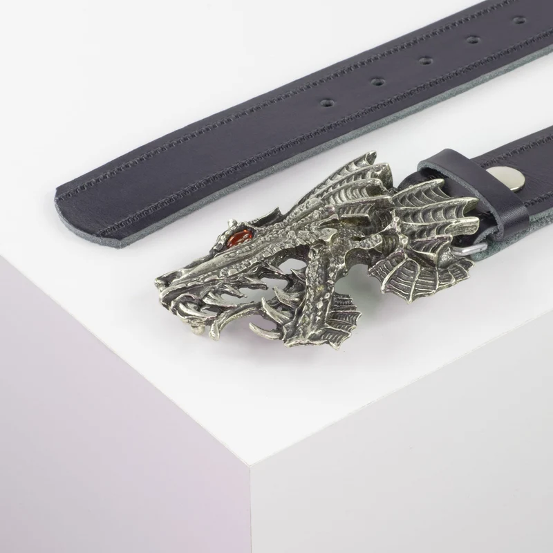 Ledergürtel 4cm mit Schnalle Drache