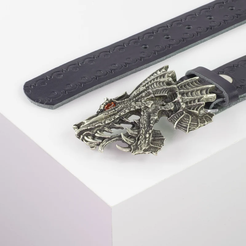 Ledergürtel 4cm mit Schnalle Drache