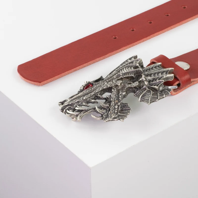 Ledergürtel 4cm mit Schnalle Drache