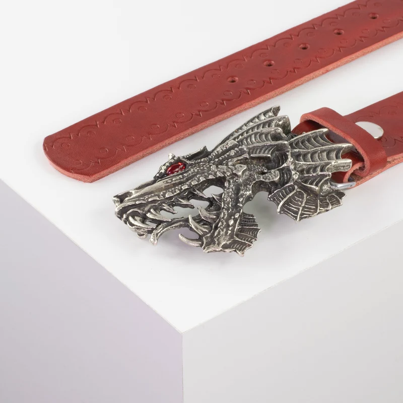 Ledergürtel 4cm mit Schnalle Drache