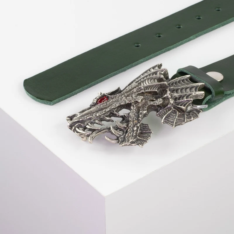 Ledergürtel 4cm mit Schnalle Drache